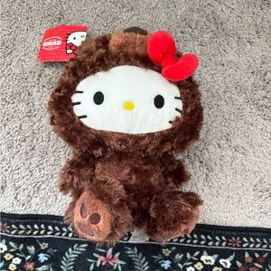 Gund Brown Hello Kitty Plush with Red Bow